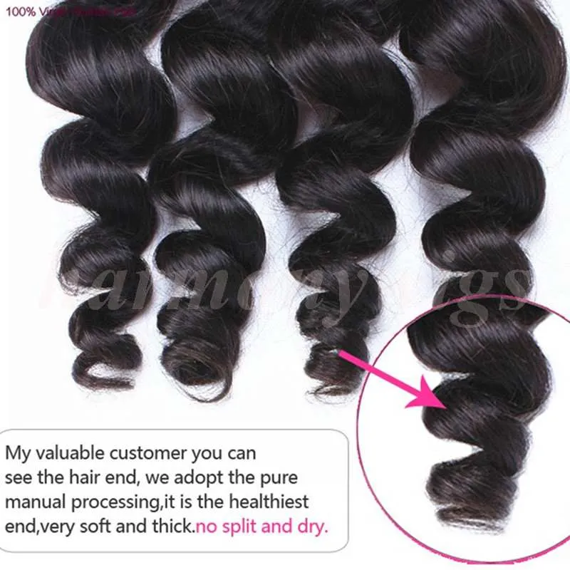 Virgin Peruvian Hair Bundles Human Hair Weaves Loose Wave Wefts 100% obearbetade brasilianska indiska malaysiska mongoliska vävning hårförlängning