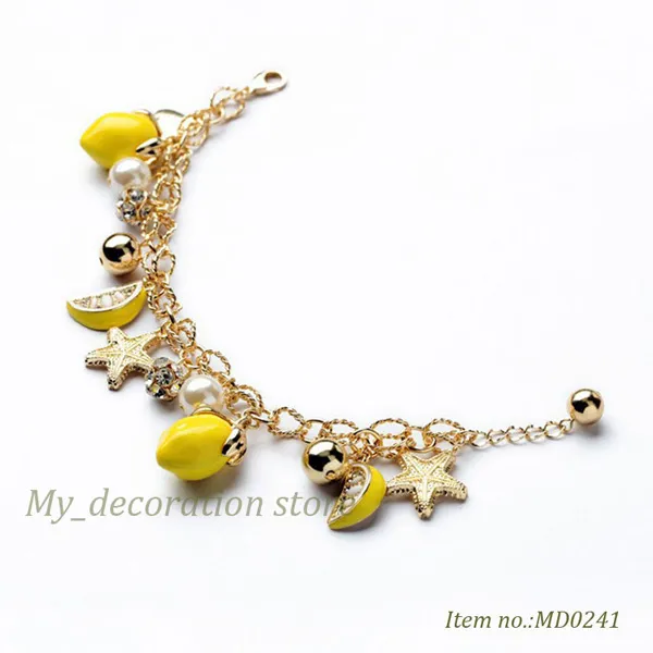 OL style mode poisson étoile et citron conception pas cher prix charmes et bracelets femmes cristal bracelet belle boîte-cadeau