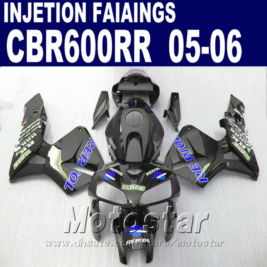 Dark black body parts!Injection Molding for HONDA CBR 600 RR fairing 2005 2006 cbr600rr 05 06 cbr 600rr fairings kit TRQX