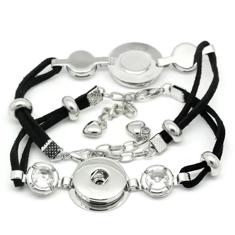 Vintage Snaps Armband Smycken Silver Färg 18mm Press Metall Ginger Snap Knappar Armband Bangle DIY Smycken Partihandel