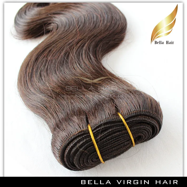 Grade 8A Brazilian Body Wave Colored Human Hair Weft Brown #4 Wavy Human Hair Weaves Bella Hair Extensions