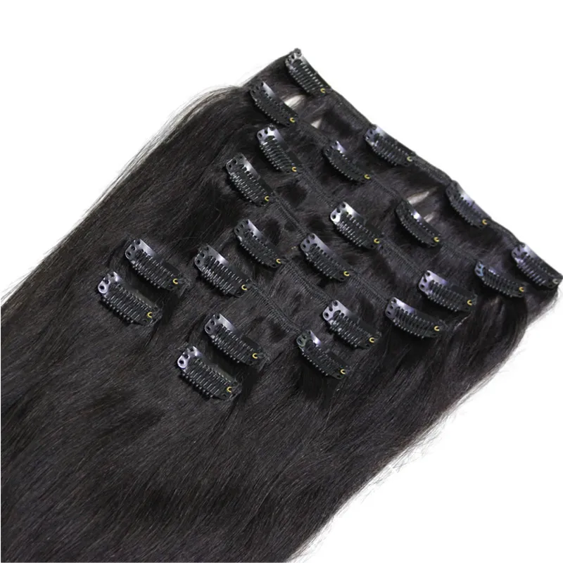 10st / set 180g Soft Full Head Clip i Human Hair Extensions # 1B # 2 # 4 # 6 20 