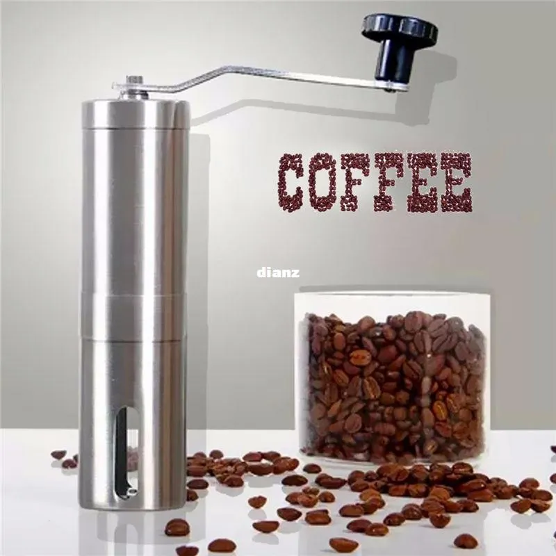 Nuovo Arriva Argento In Acciaio Inox A Mano Manuale Fatti A Mano Chicco di Caffè Grinder Mulino Da Cucina Strumento di Macinazione 30g 4.9x18.8 cm casa