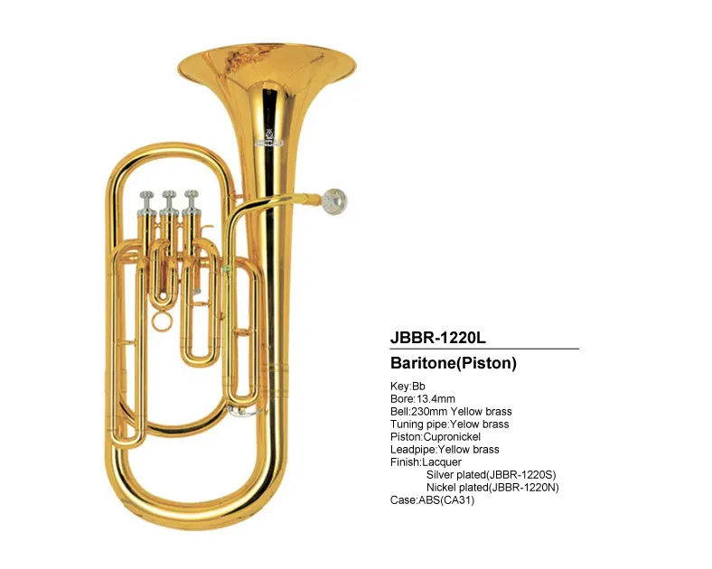 Brass Super BARITONE TUBA PISTON HORN W/case