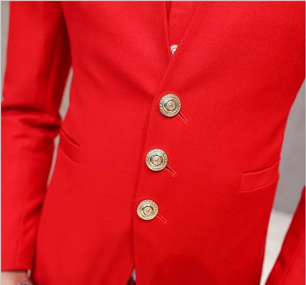 ファッショナブルなメンズスーツのジャケットデザイン中国赤の古典的な黒フィットドレススーツの最高の男性が古典的な赤と黒のyeを選ぶ自由