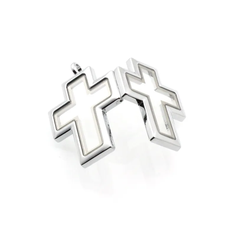 2016 Hot !! Silver Cross magnetic glass floating charm locket Zinc Alloy 40*30mm chains included for freeLSFL015-1