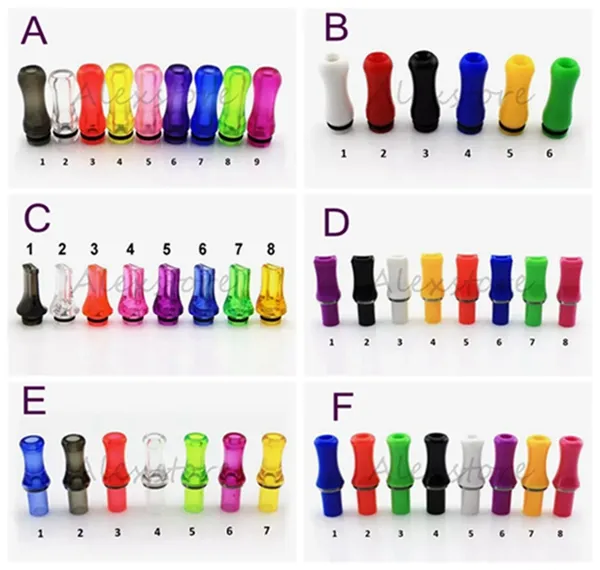 6 estilos de pontas de gotejamento de plástico 510 Ego thread gotejamento ponta bocal colorido viagem de gotejamento plano gotejamento transparente para venda clearomizer rda vape