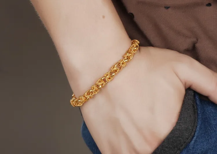 Högsta kvalitet tunga mens 18k gul guld fylld män kedja halsband och armband 600cm, 8mm 54g mode smycken bröllop smycken