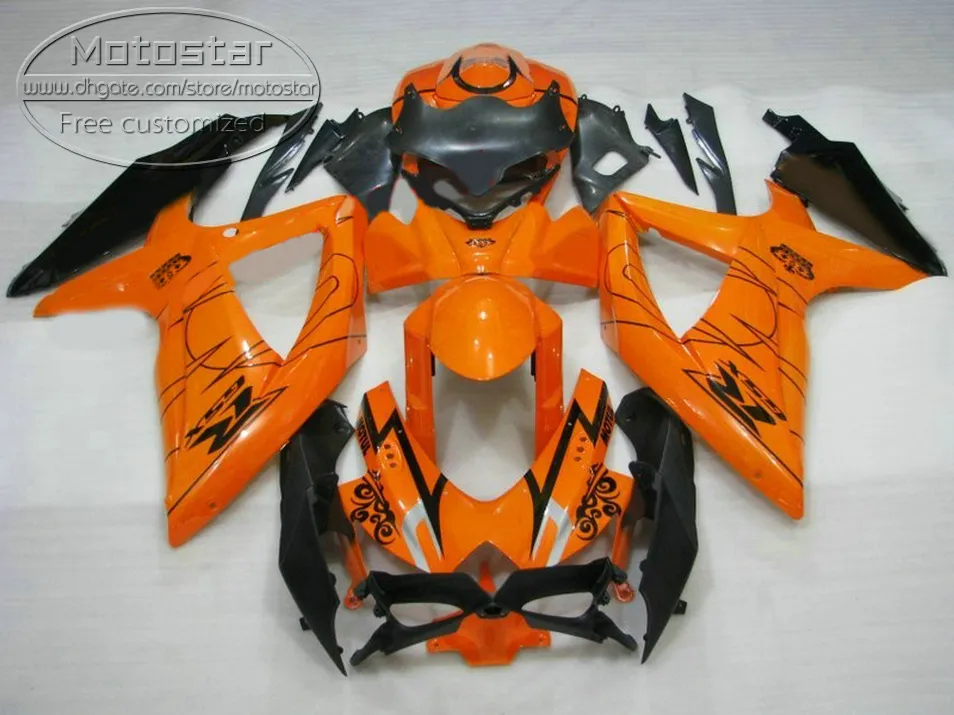 Fairing Kit voor Suzuki GSXR750 GSXR600 2008-2010 K8 Plastic Backings K9 GSX-R600 / 750 08 09 10 Oranje Black Bodykits R52P