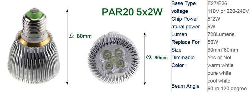 Faretto a led dimmerabile par38 par30 par20 9W 10W 14W 18W 24W 30W E27 par 20 30 38 Lampada a LED da incasso 501060994