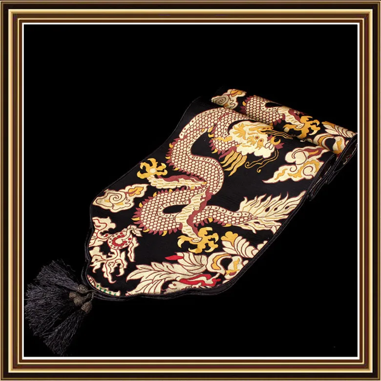 Addensare Dragon Patterns Runner da tavola Stile cinese Broccato di seta ad alta densità Tovaglia da caffè Tovagliette da tavola Decorazioni la casa 4 dimensioni
