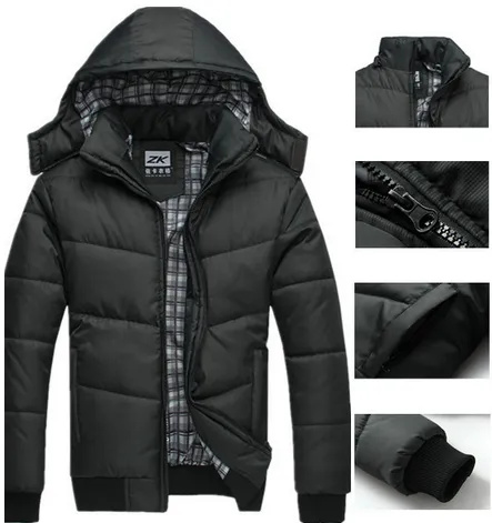 Winter Coat Men Quilted Black Puffer Jacket Warm Fashion Male Overcoat ...