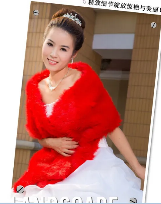 Elegant Wedding Bridal Wraps And Shawls Winter Party Dresses Warm Wedding Accessories White Red Faux Fur Bolero Women209m