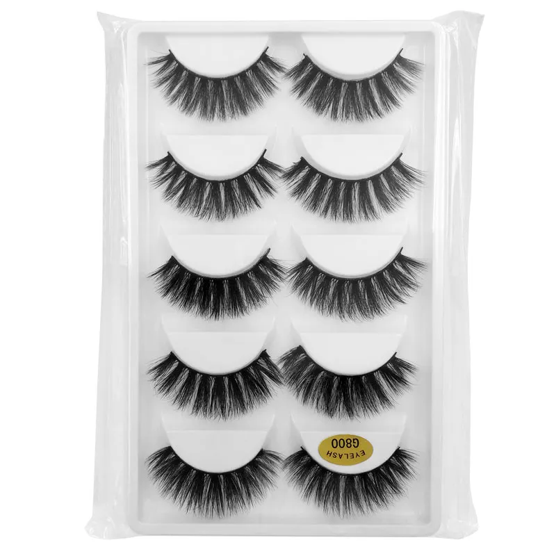 Set 3D Mink False Eyelashes tjock plast Black Cotton Full Strip Fake Eye Lashes For Party Cosmetic Make Up Tool With Box 5978372