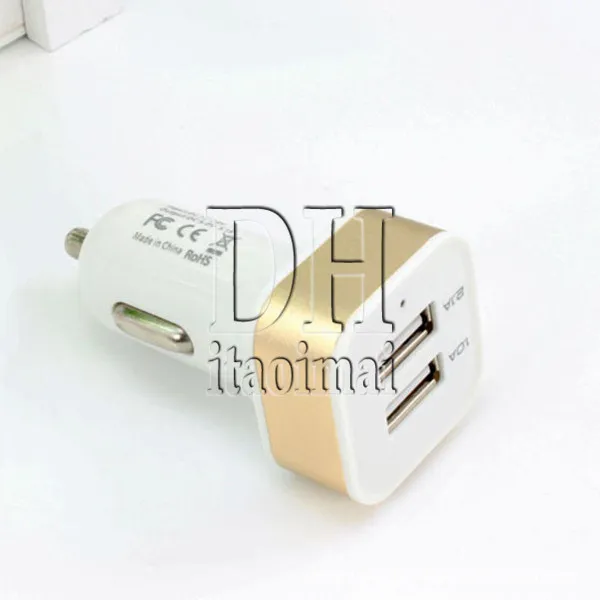 Dual Port USB Car Charger 5V 3.1A Mini Universal Adapter For Samsung Iphone 5 6s Cell Phone MP4 Player Smart Phone 