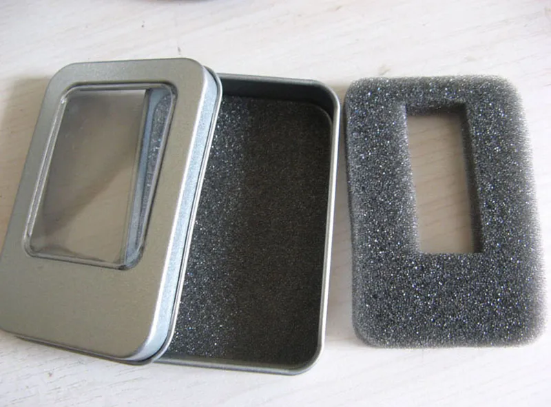 창 금속 포장 된 사각형 USB 상자 투명 선물 상자 크기 90x60x18 mm 3.54x2.36x0.71 인치.