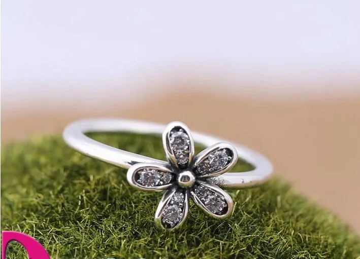 Bague en argent avec zircon cubique Authentique 925 bagues en argent sterling chrysanthème Fit pour pandora charms bijoux femmes DIY Fingers Ring