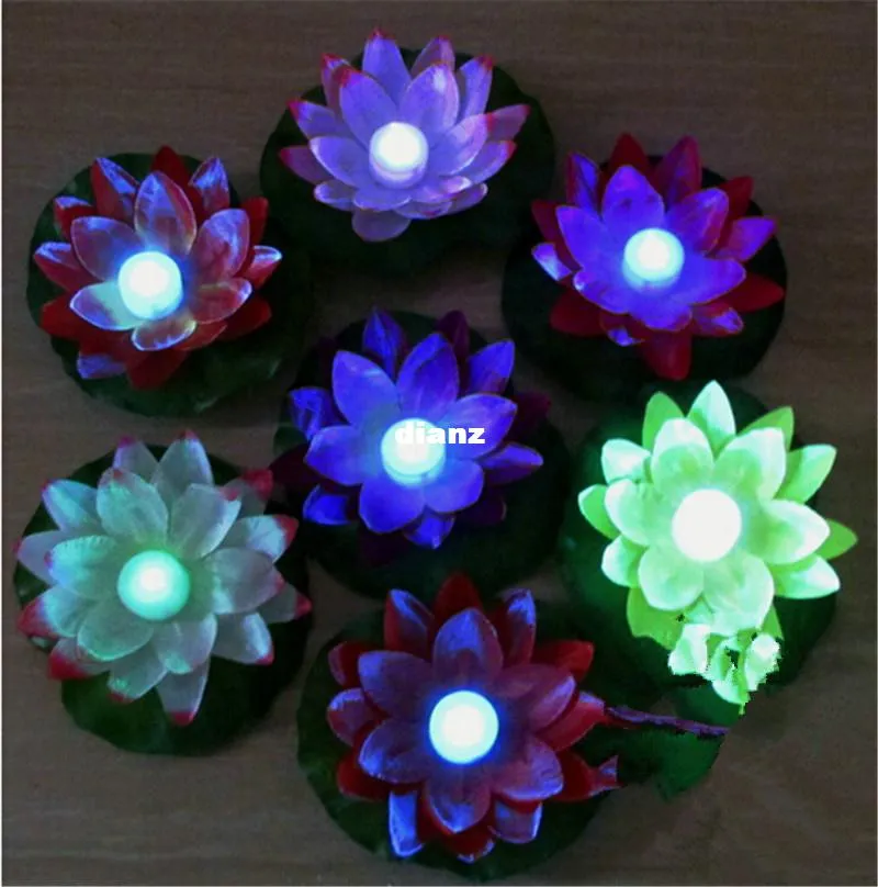 Nuovo arrivo Diametro 19 cm Lampada LED Lotus in piscina galleggiante colorata modificata che desidera lampade luminose Lanterne per la decorazione della festa