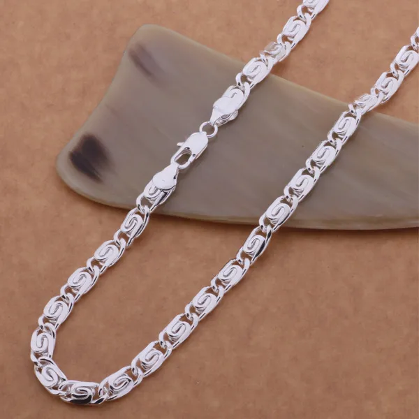 Högkvalitativ 925 Sterling Silver Plated Chain Halsband 6mmx20inches Cool Design Mäns Mode Smycken Gratis frakt