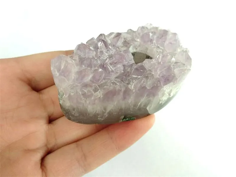 Wholesale High Quality Natural Amethyst Cluster Smoking pipes CRYSTAL quartz Tobacco Pipes healing Hand Pipes FREE POUCH