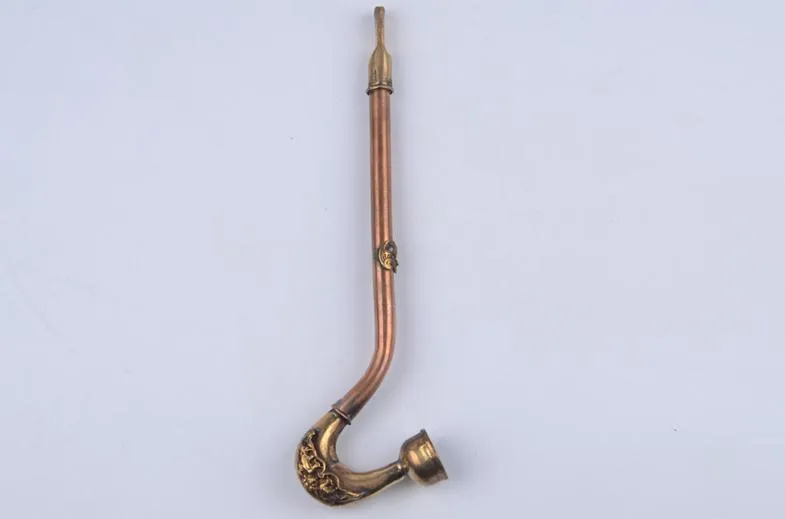 2018 new Handcrafted vintage retro technology Chinese long pipe, brass, length 20cm, spot sales