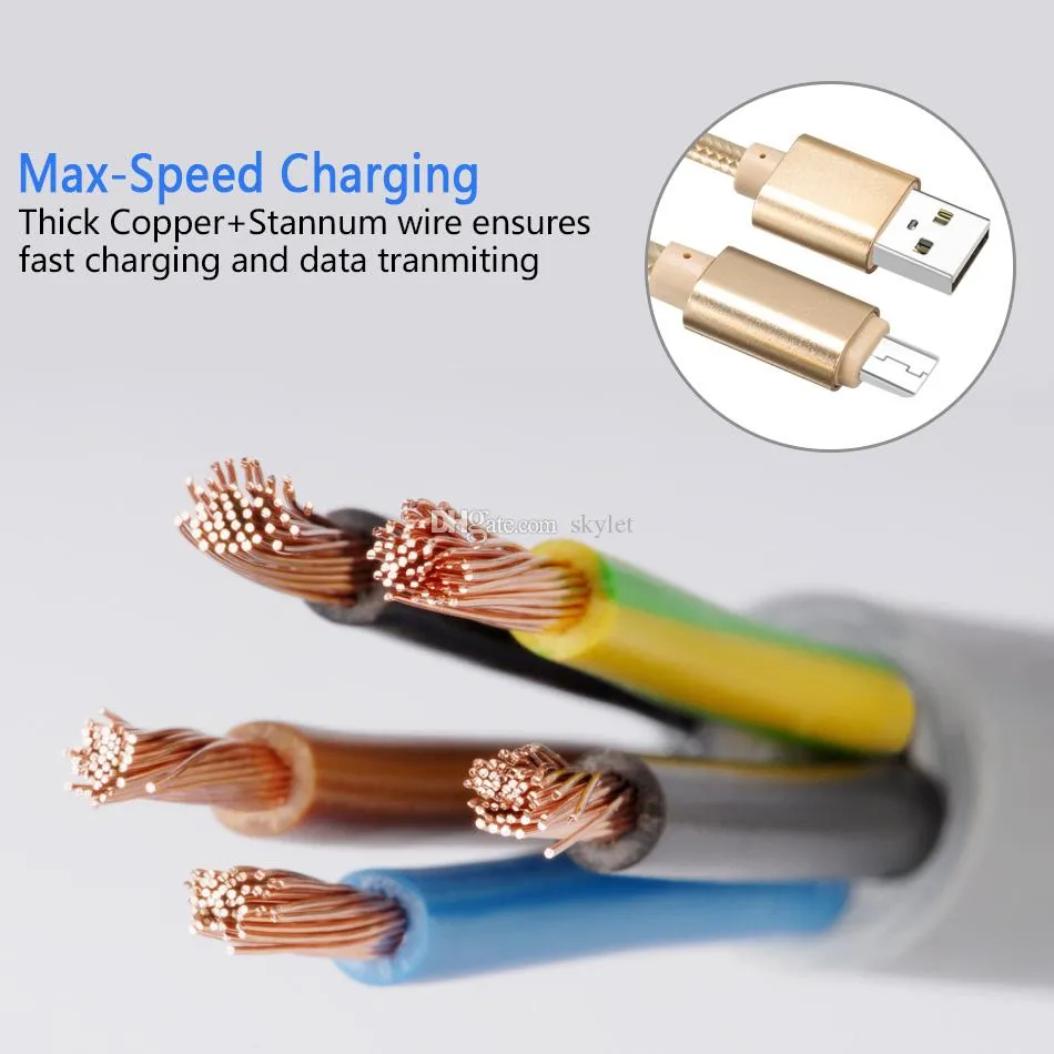 High Speed USB Cables Type C TO C Charging Adapter Data Sync Metal Phone line 0.48mm Thickness Strong Braided Charger
