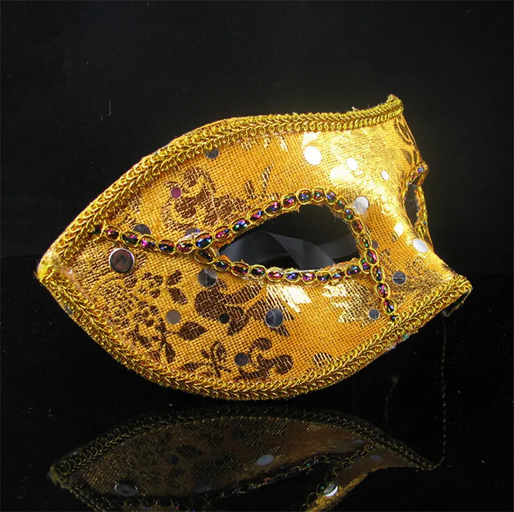 DHL Frakt 42st Halv ansikte Mask Halloween Masquerade Mask Man, Venedig, Italien, Flathead Lace Bright Cloth Masker, Prinsessan Kvinna Halv ansikte