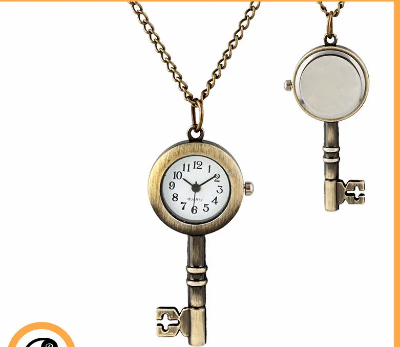 Venta al por mayor golden snitch pocket Key relojes collar con cadena antiguo bolsillo fob relojes PW013