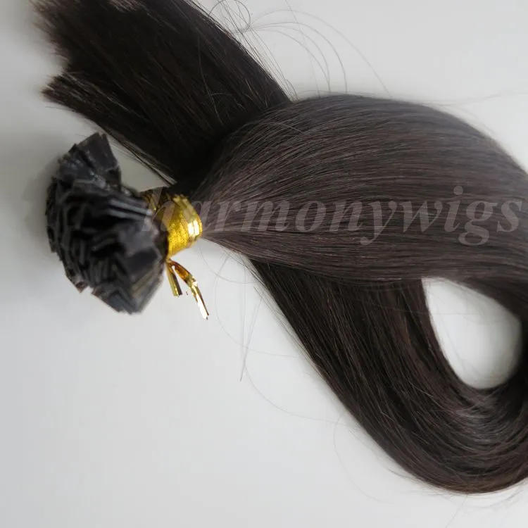 Extensions de cheveux humains à la kératine pré-collés à pointe plate 100g 100 brins 18 20 22 24 pouces # 1B / Off produits capillaires indiens brésiliens noirs