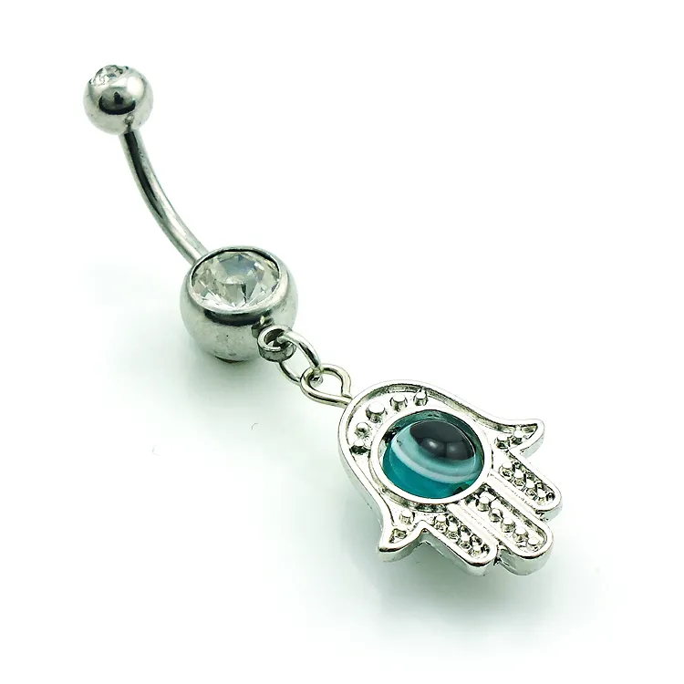 Gloednieuwe Mode Belly Button Ringen 316L Rvs Dangle Retro Hand Navel Body Piercing Sieraden