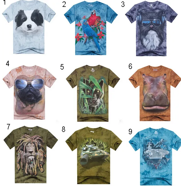 Hommes 3D imprimé animal T-shirts Tees Creative hommes adolescents dessin animé coton sport punk rock à manches courtes t-shirt été plage bandhnu vêtements