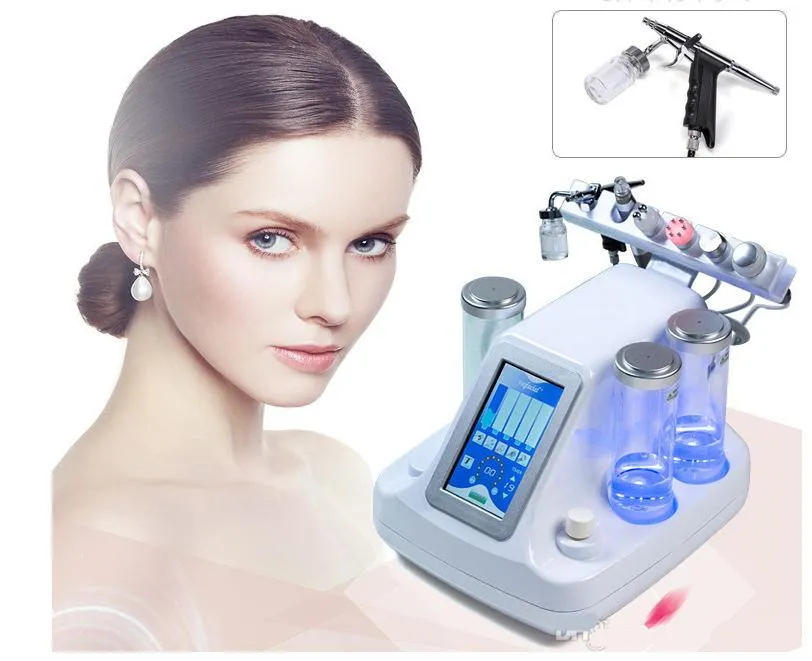 6 en 1 Eau faciale Dermabrasion Jet d'oxygène Marteau froid BIO Lifting Machine à ultrasons Microdermabrasion Hydro Peeling Spa Équipement