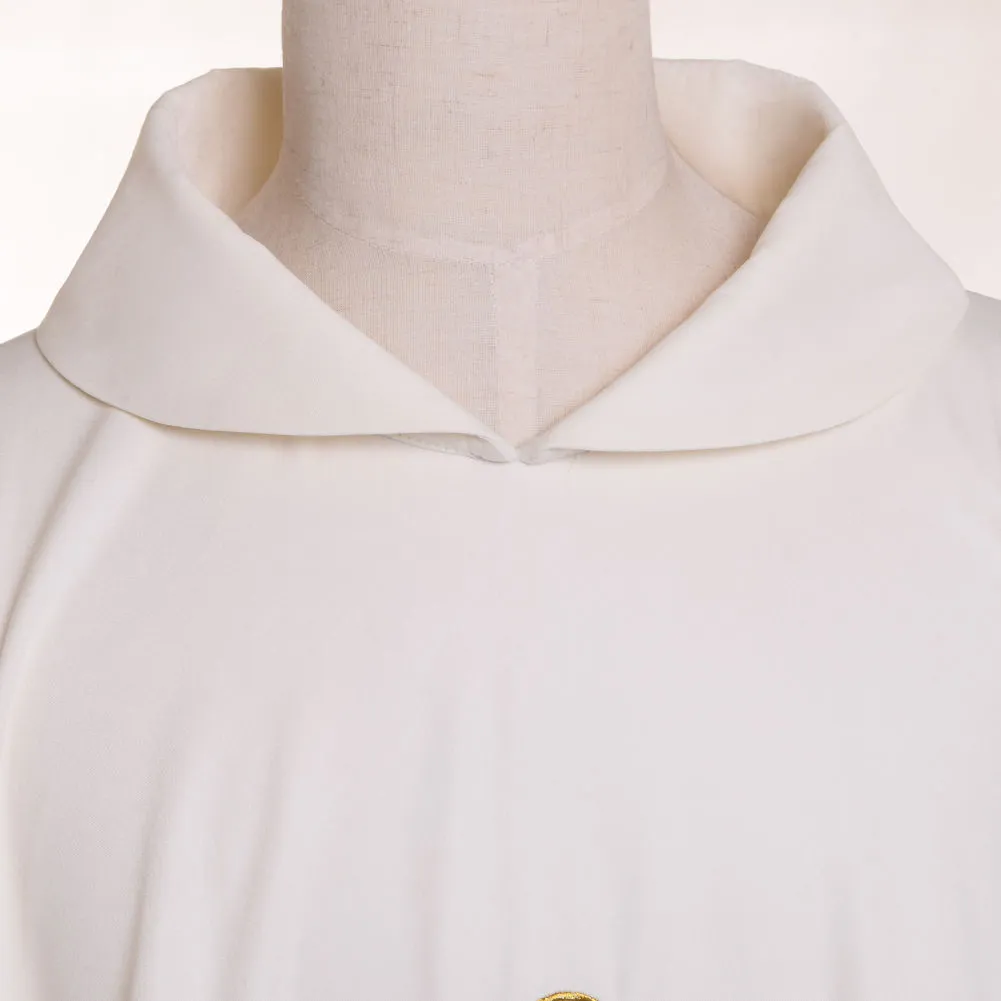 Disfraces de la Santa Religión Sacerdote de la Iglesia Católica Casulla bordada de pescado blanco sin cuello Vestimentas masivas 3 estilos