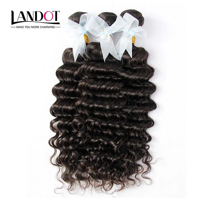 4Pcs Lot 8-30Inch Indian Virgin Hair Deep Wave Grade 6A Unprocessed Indian Curly Remy Human Hair Weave Natural Color Extensions Double Wefts