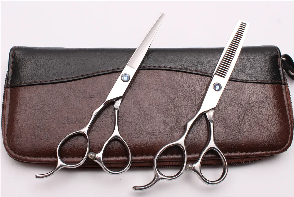 C8000 6" JP 440C Customize Logo Blue Stone Professional Human Hair Scissors Barbers' Cutting Thinning Shears Left Hand Scissors Style Tools