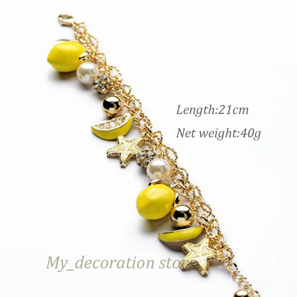 OL style mode poisson étoile et citron conception pas cher prix charmes et bracelets femmes cristal bracelet belle boîte-cadeau