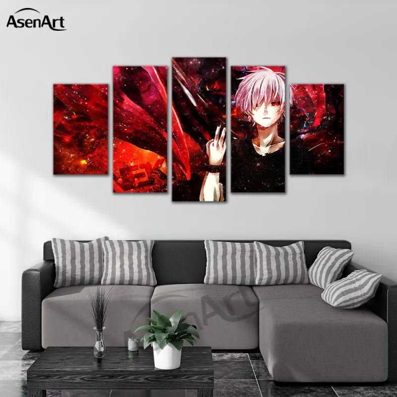 Carton d'art mural The Tokyo Ghoul Canvas Painting Affiche imprimé pour le salon décoratif à la maison Prêt à accrocher drop2296818