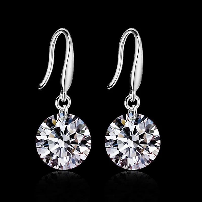 2015 new design 925 sterling swiss CZ diamond drop earrings fashion jewelry beautiful wedding / engagement gift free shipping