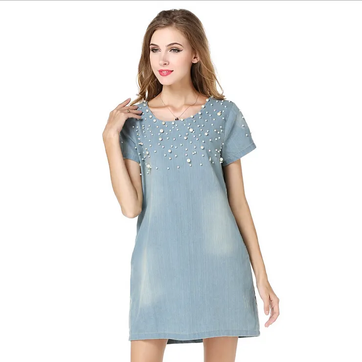 white christmas dresses Esmerelda Denim Rhinestone Bodycon Mini Dress | Size: S main image 0