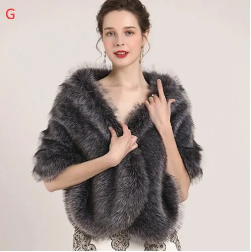 Import High Quality Bridal Wrap Cloak Coat fox fur Boleros Shrugs Regular Faux Fur Stole Capes For Wedding Party Free Shipping LD1059