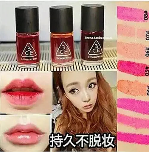 A buon mercato 24 pz Corea 3CE 3 Concept Eyes Liquido Impermeabile mini magic cherry pink lip tinta macchia lip gloss rossetto Rouge Lotion Bi4620600