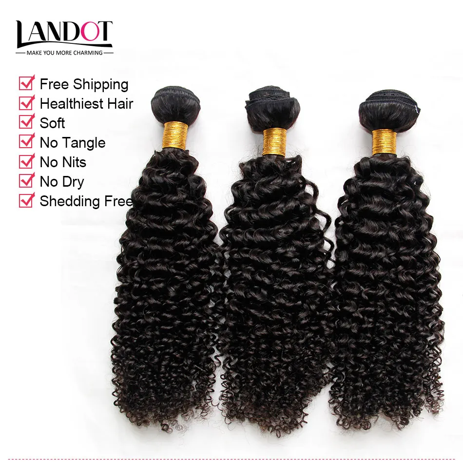 3pcs mycket 8-30 tum Eurasian Kinky Curly Virgin Hair Grade 7a Obehandlat Eurasian Human Hair Weaves Bundes Naturliga svarta tillägg