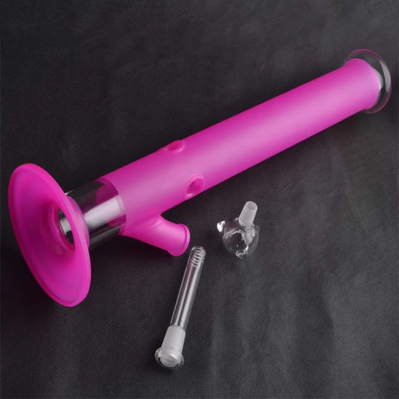 Pink bong factory price hot triple glass waterpipes hookahs 45cm height 