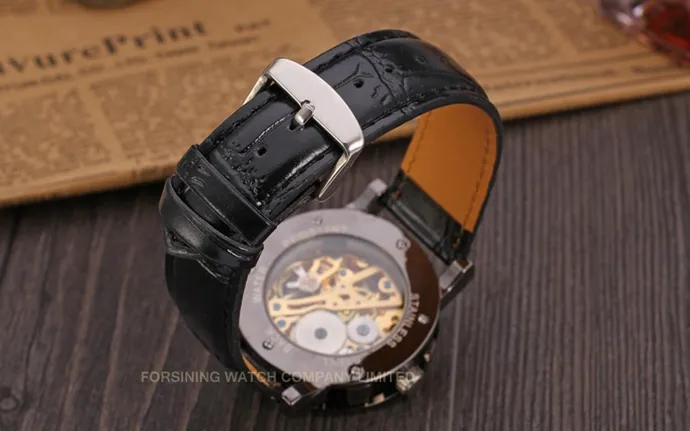 Nuovo famoso vincitore del marchio Luxury Fashion Casual da uomo in acciaio inossidabile Orologio meccanico Scheletro Orologi per uomo Abito da polso268t