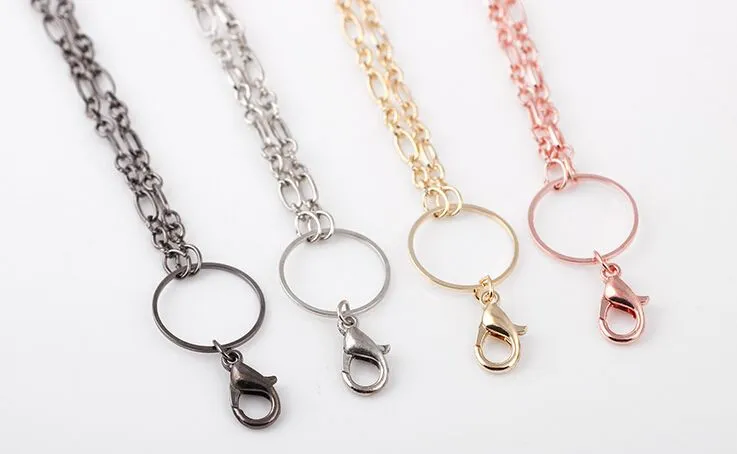 Wholesale Mix Colors DIY Alloy Floating Necklace Chain Fit For Glass Living Charms Locket Pendant