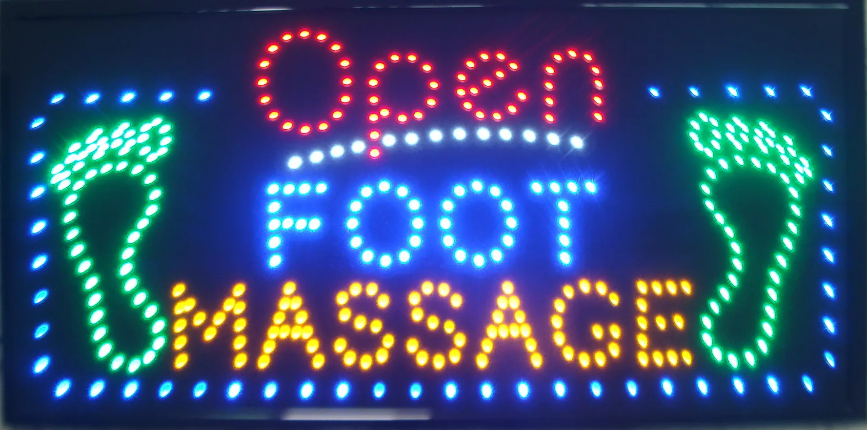 Le grand 31,5x16 "salon de massage de pied ouvert LED cloue l'affichage lumineux de magasin de signe de néon de magasin