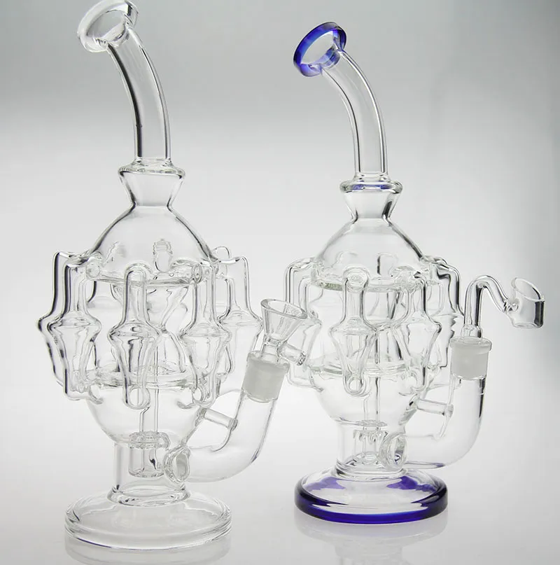 Wysoka jakość 11 cali szklana szklana rura wodna 8 ramię 1gear Percolator Glass Bong Rig14.4 mm złącza ma miskę