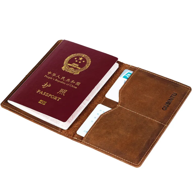 Högkvalitativ multifunktionell kreditkortshållare Mens Purse Travel Wallet Vintage Cowhide Fine Leather Passport Holder