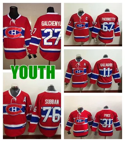 Factory Outlet, 2015-16 Youth Montreal Canadiens Max Pacishop Hockey Jersey Alex Galchenyuk Prezzo Care PK Subban Gallagher Kids Hockey Je