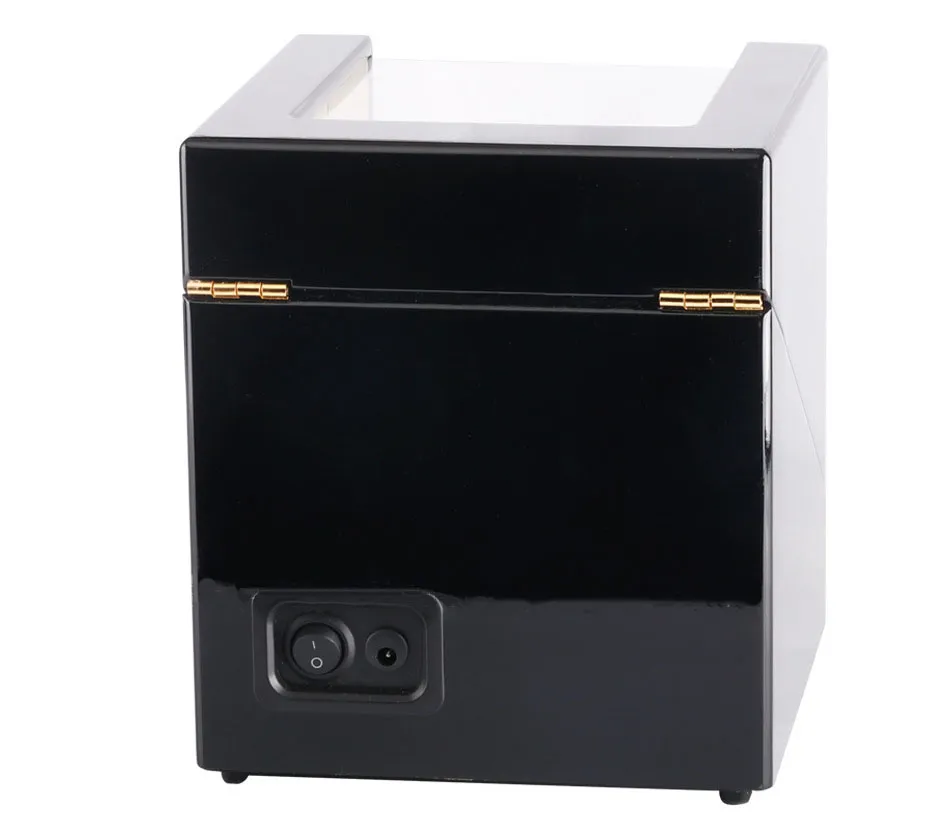 Classica EU 2 slot Batteria/spina adatta Scatola avvolgitore orologio Vernice in legno nero Rotazione Custodia avvolgitore orologio Motore negozio di orologi DisplayStorage